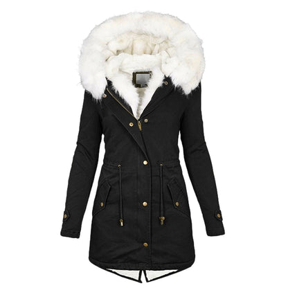 Warm Fleece Parka Jacket with Fur Hood - Nocini