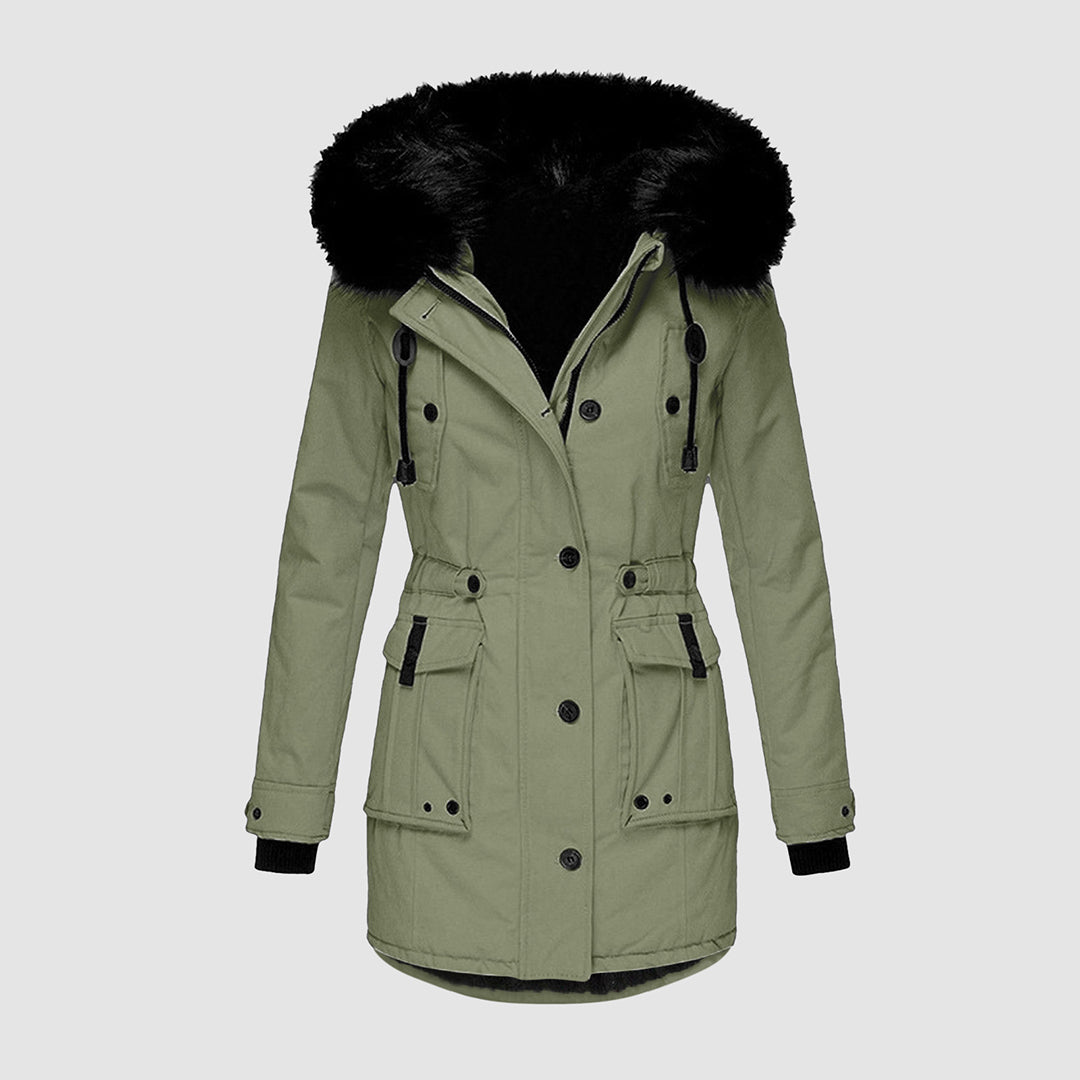Warm Fur Trimmed Hooded Parka Coat