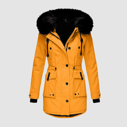 Warm Fur Trimmed Hooded Parka Coat - Nocini