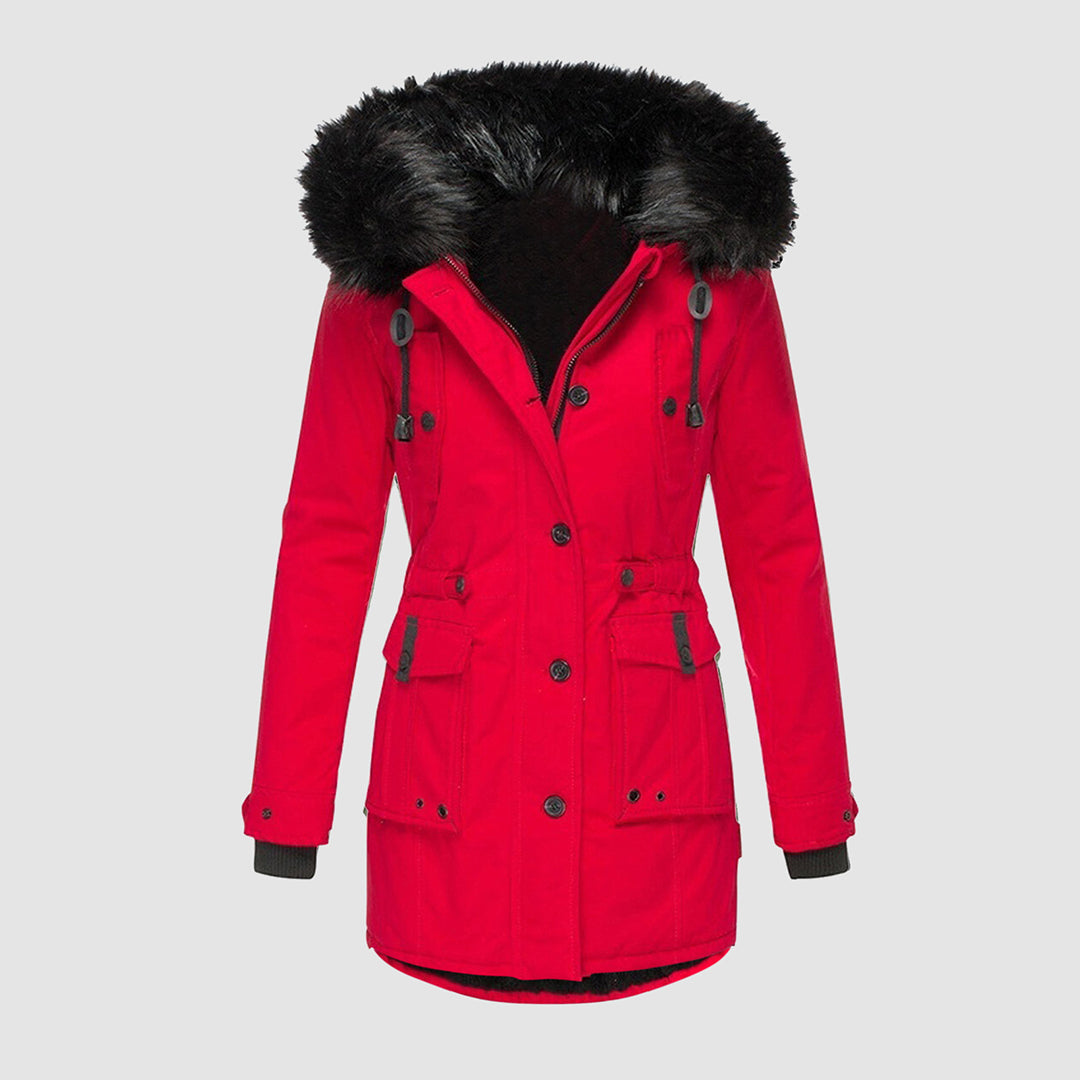 Warm Fur Trimmed Hooded Parka Coat