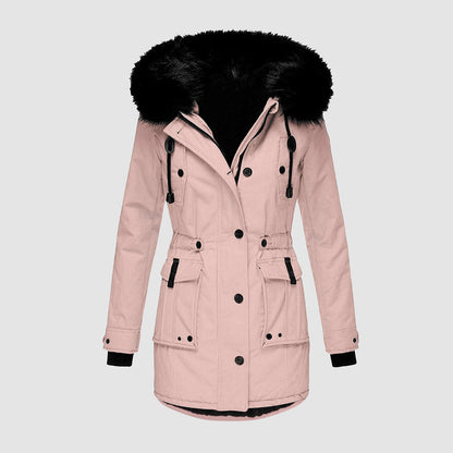 Warm Fur Trimmed Hooded Parka Coat
