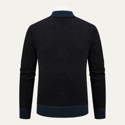 Men's Colorblock Embroidered Knit Bomber Jacket