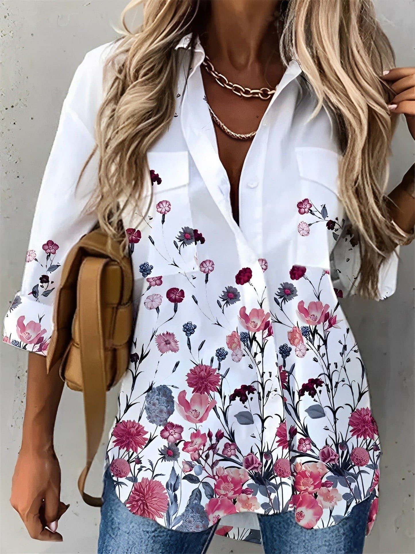 Ladies Casual Floral Cotton Shirt