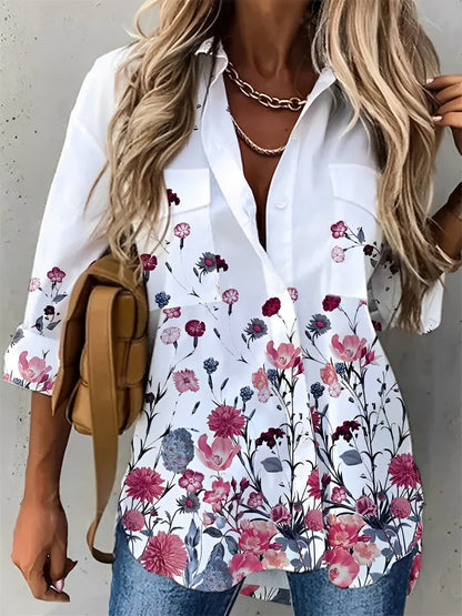 Ladies Casual Floral Cotton Shirt