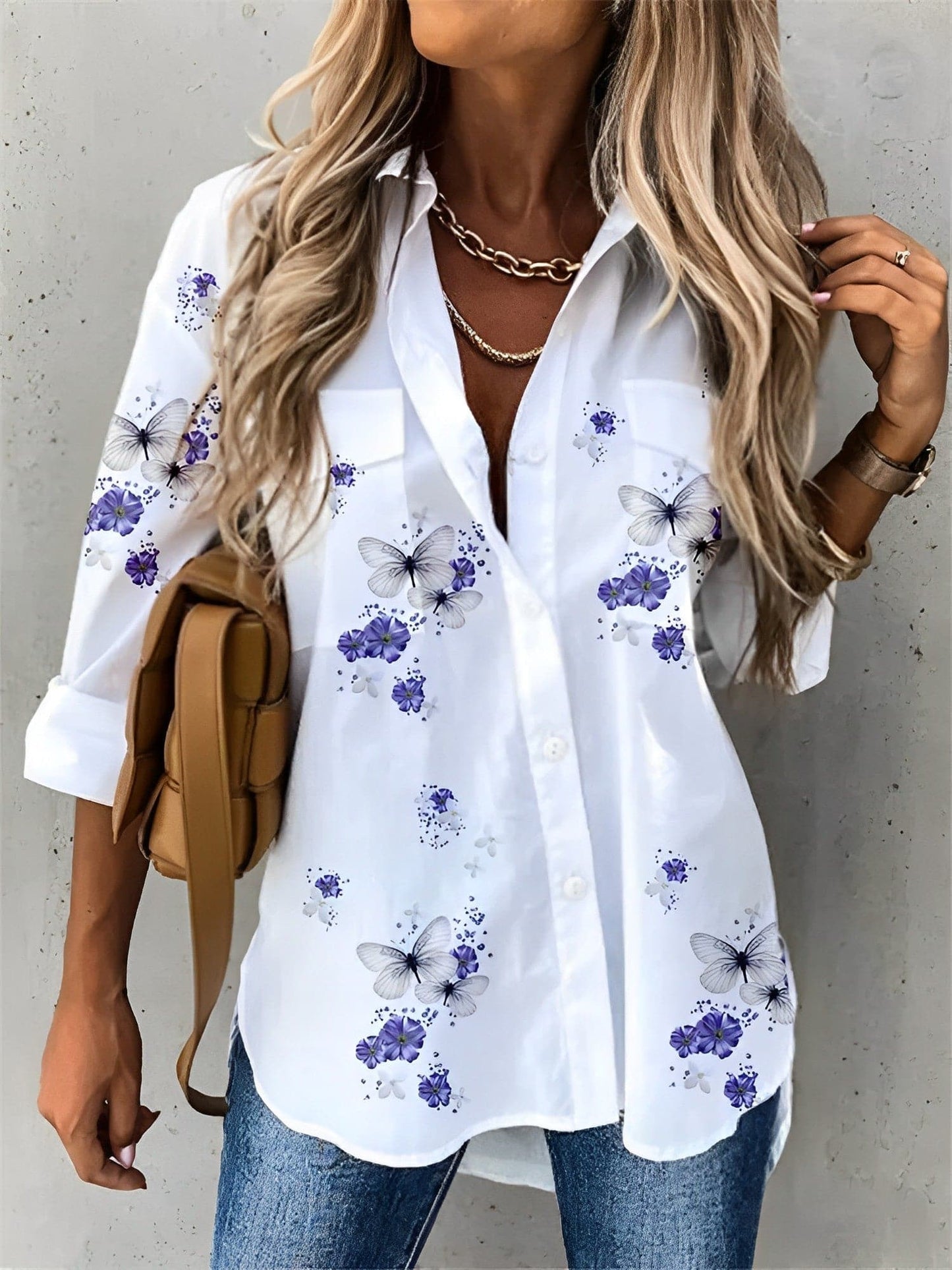 Ladies Casual Floral Cotton Shirt