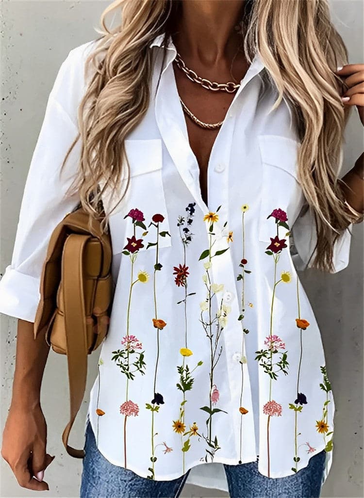 Ladies Casual Floral Cotton Shirt