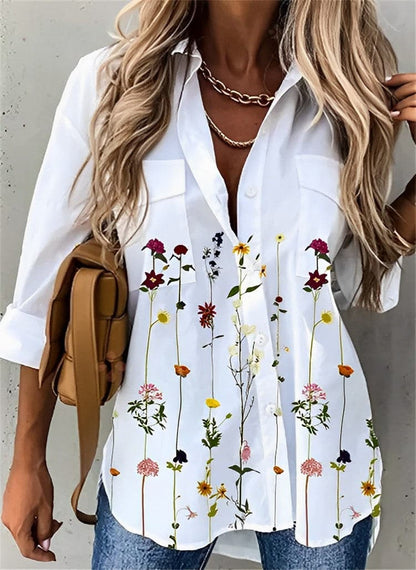Ladies Casual Floral Cotton Shirt
