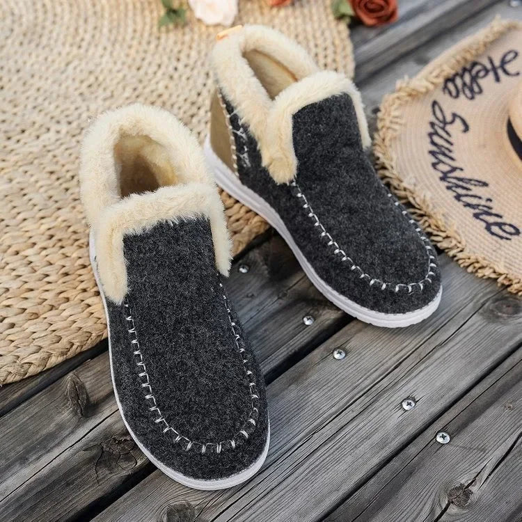 Warm Faux Fur Black Ankle Boots for Women - Nocini