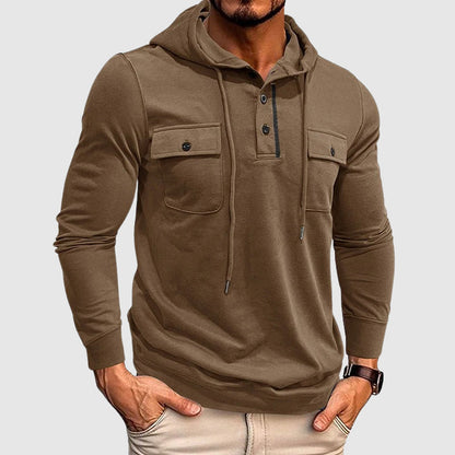 Fitted Crew Neck Drawstring Hooded Sweatshirt
