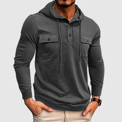 Fitted Crew Neck Drawstring Hooded Sweatshirt