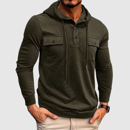 Fitted Crew Neck Drawstring Hooded Sweatshirt