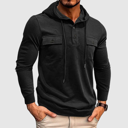 Fitted Crew Neck Drawstring Hooded Sweatshirt