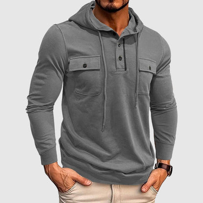 Fitted Crew Neck Drawstring Hooded Sweatshirt - Nocini