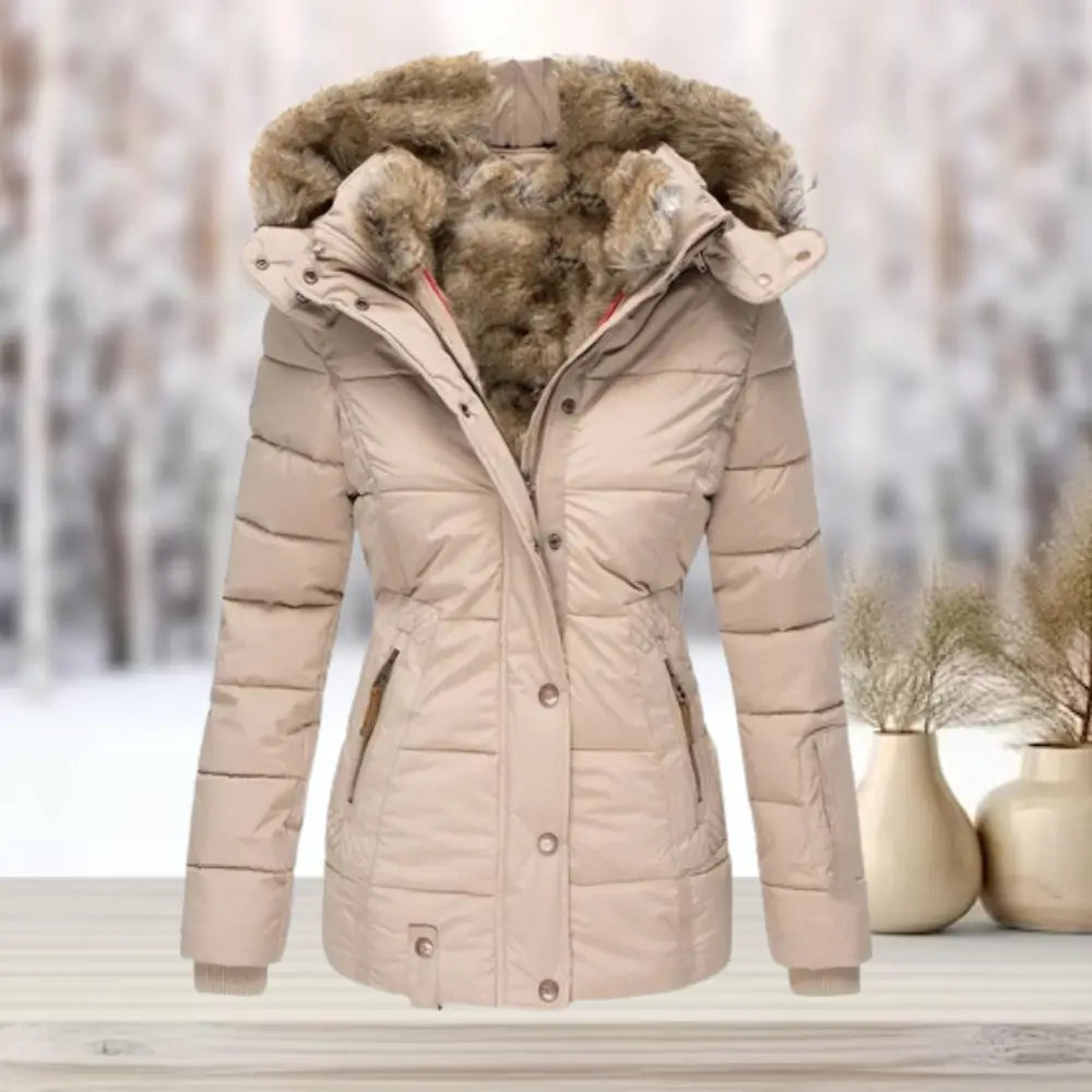 Slim Fit Women's Down Filled Winter Parka Coat - Nocini