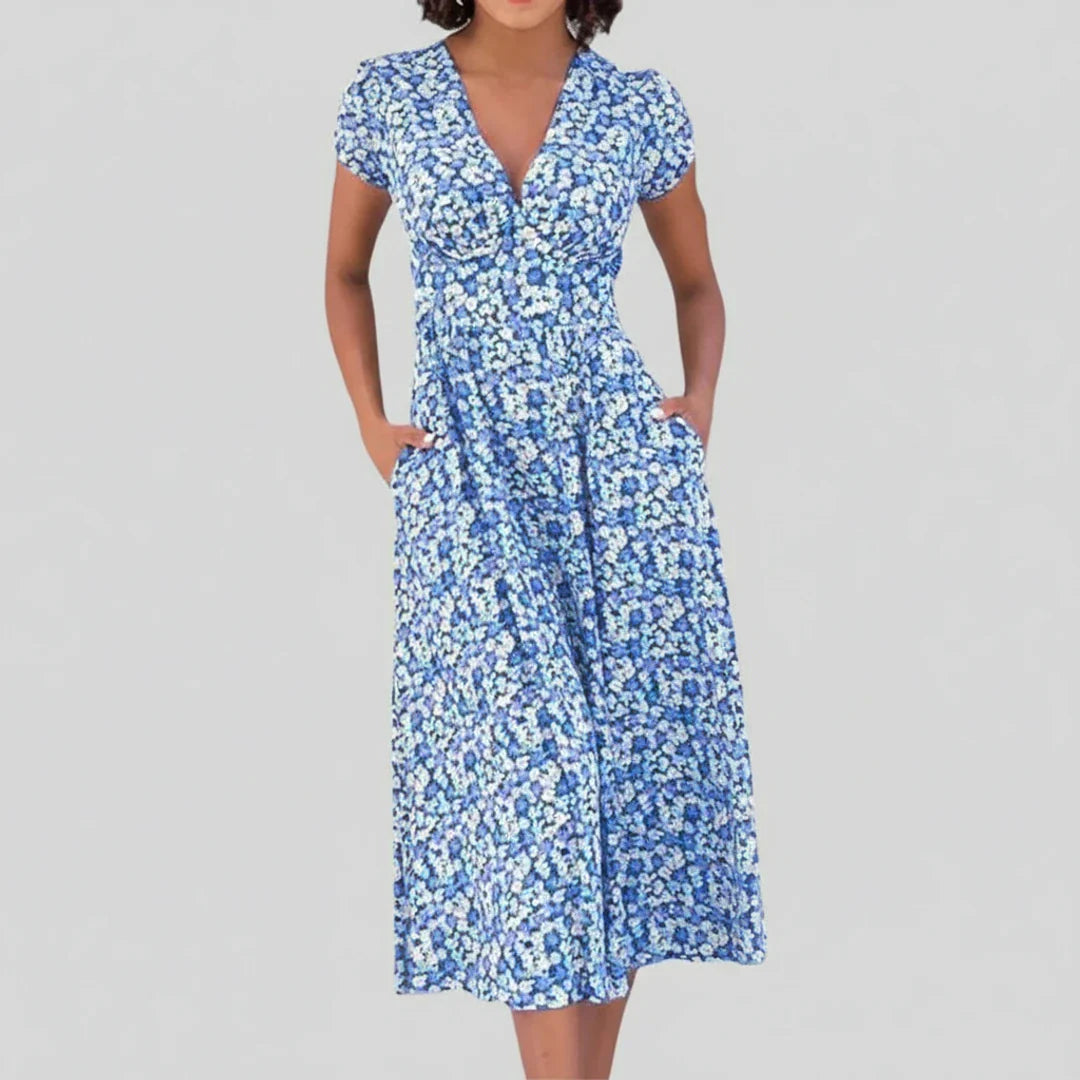 Elegant Women's Floral Knee Length Dress