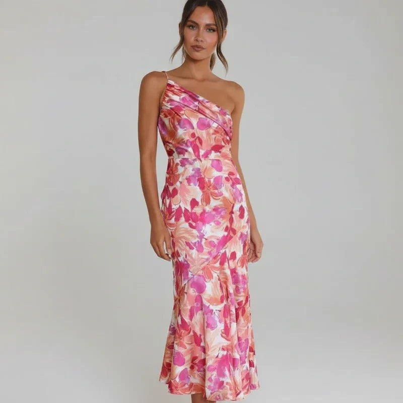 Ladies' Pretty Flower Midi Skirt Dress - Olytrend
