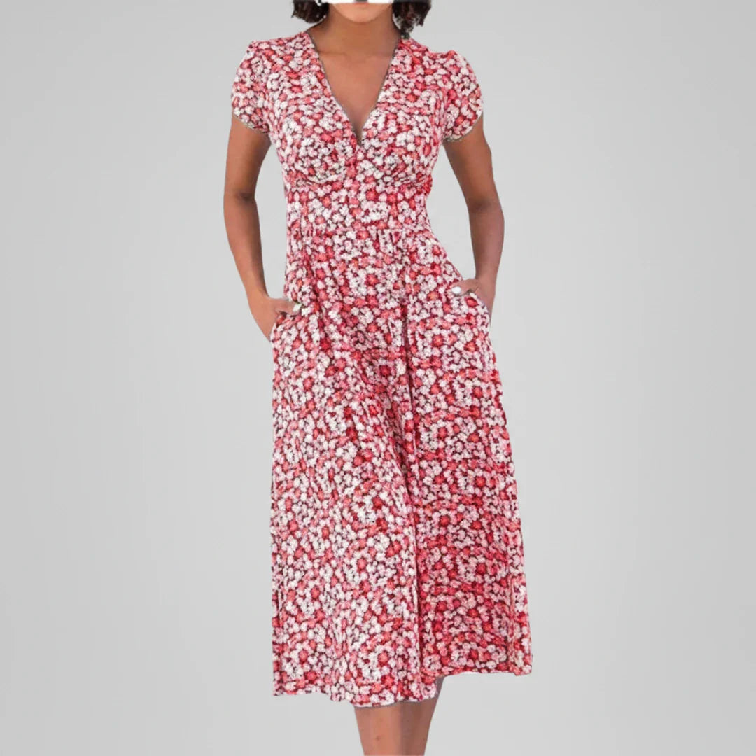 Elegant Women's Floral Knee Length Dress