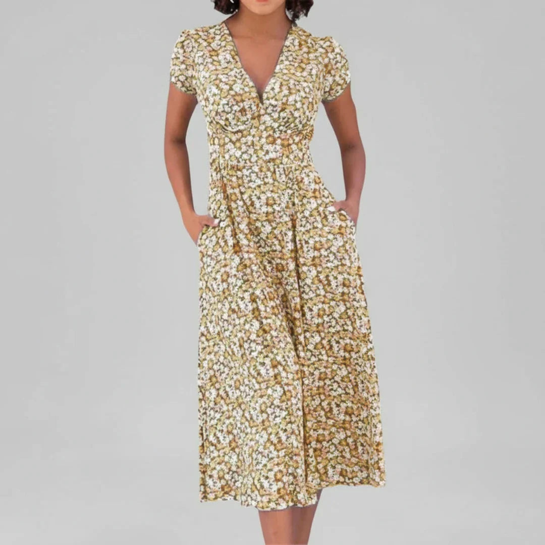 Elegant Women's Floral Knee Length Dress - Olytrend
