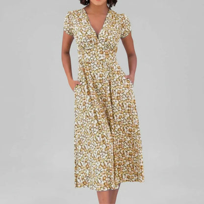 Elegant Women's Floral Knee Length Dress - Olytrend