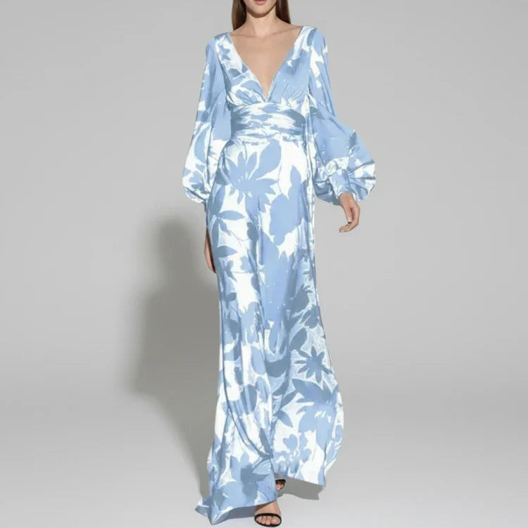 Ladies Beautiful Long Flower Dress - Olytrend