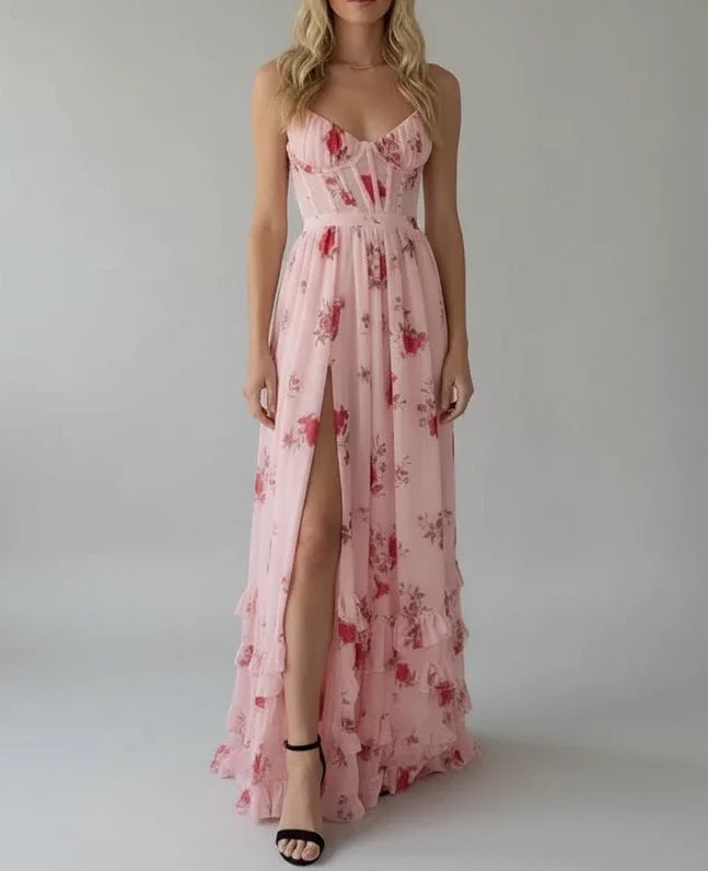 Ladies Elegant Flower Summer Maxi Dress - Olytrend