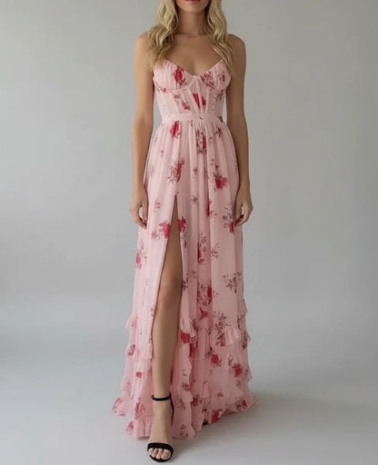 Ladies Elegant Flower Summer Maxi Dress - Olytrend