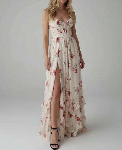 Ladies Elegant Flower Summer Maxi Dress