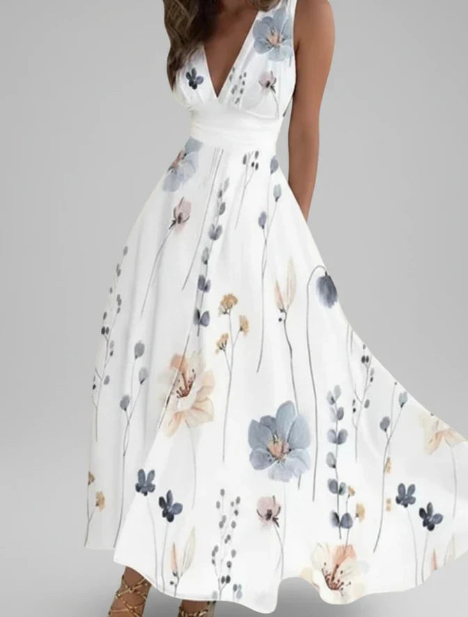 Casual Summer V Neck Swing Dress for Ladies