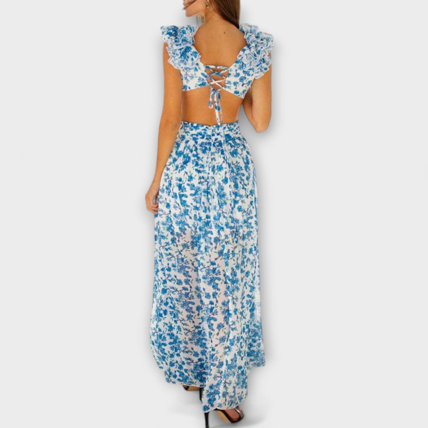 Elegant Long Dress with Ruffled Detail for Women