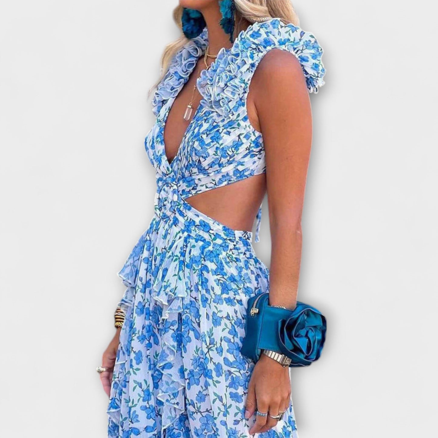 Elegant Long Dress with Ruffled Detail for Women