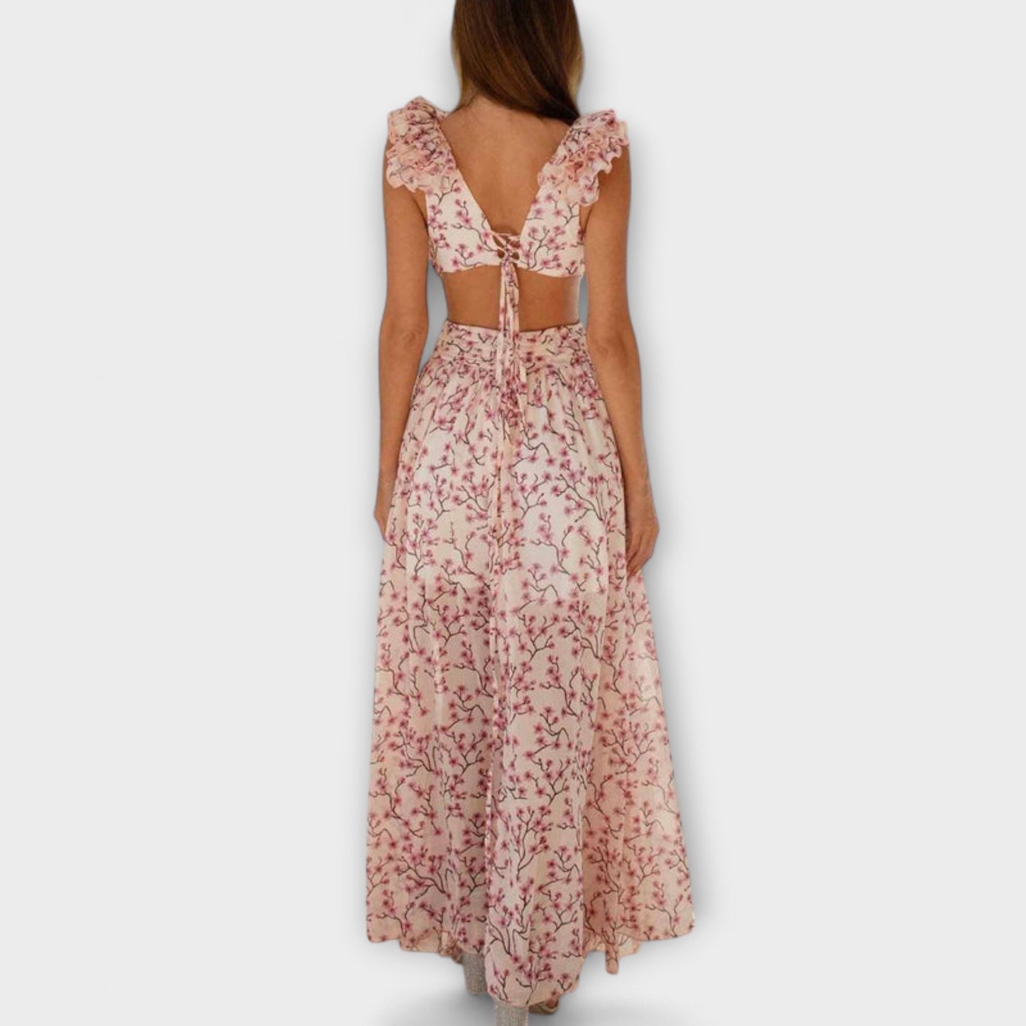 Elegant Long Dress with Ruffled Detail for Women