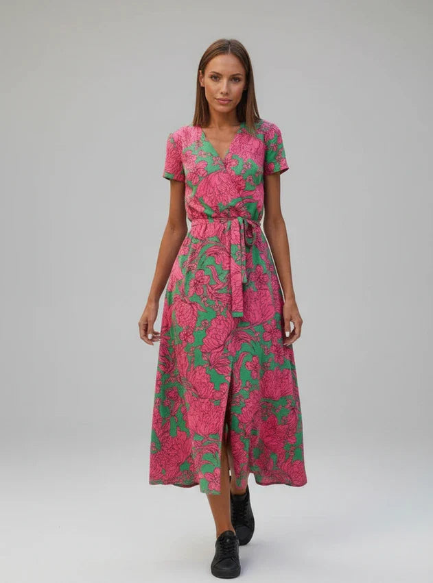 Pretty Floral Print Knee Length Dress for Women - Olytrend
