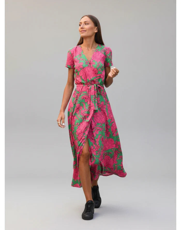 Pretty Floral Print Knee Length Dress for Women