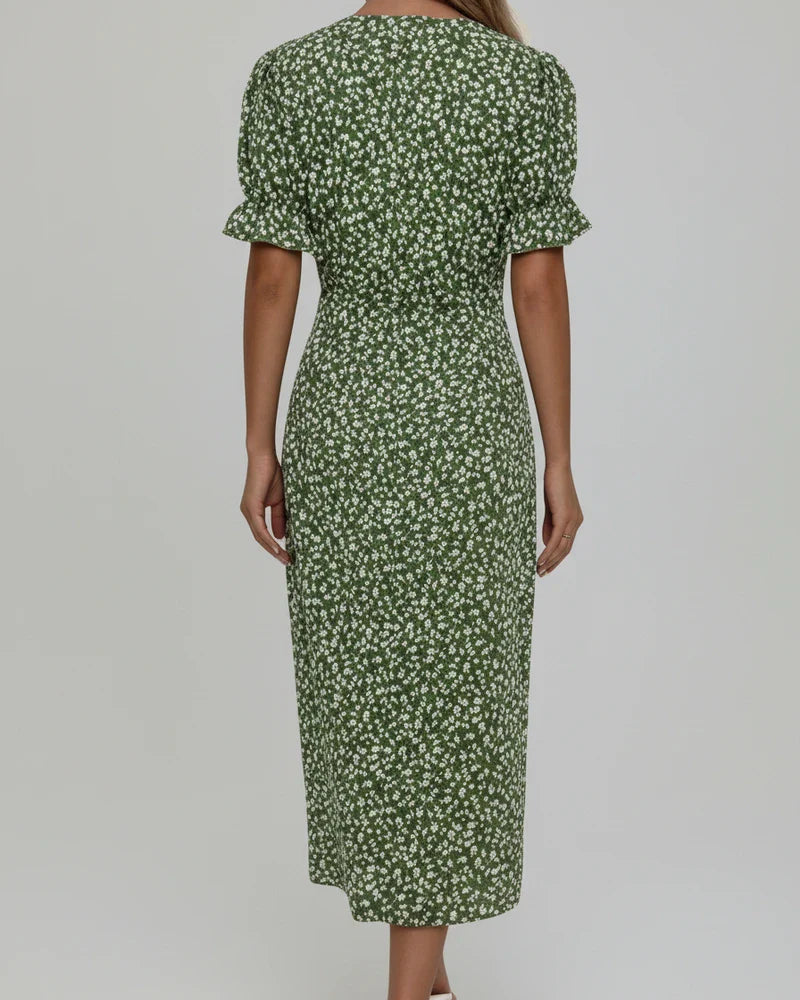 Elegant Ladies Floral Midi Wrap Dress