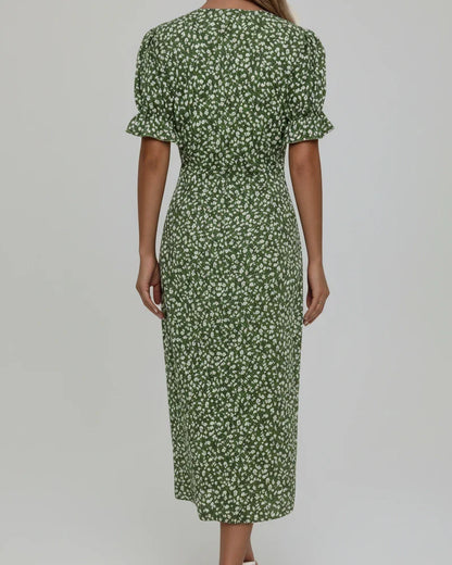Elegant Ladies Floral Midi Wrap Dress