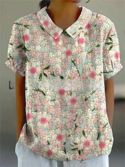 Classic Floral Cotton peasant Top