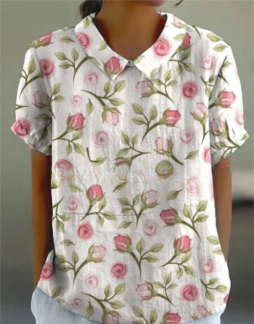 Ladies' Pretty Ruffled Short Sleeve Shirt