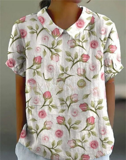 Ladies' Pretty Ruffled Short Sleeve Shirt