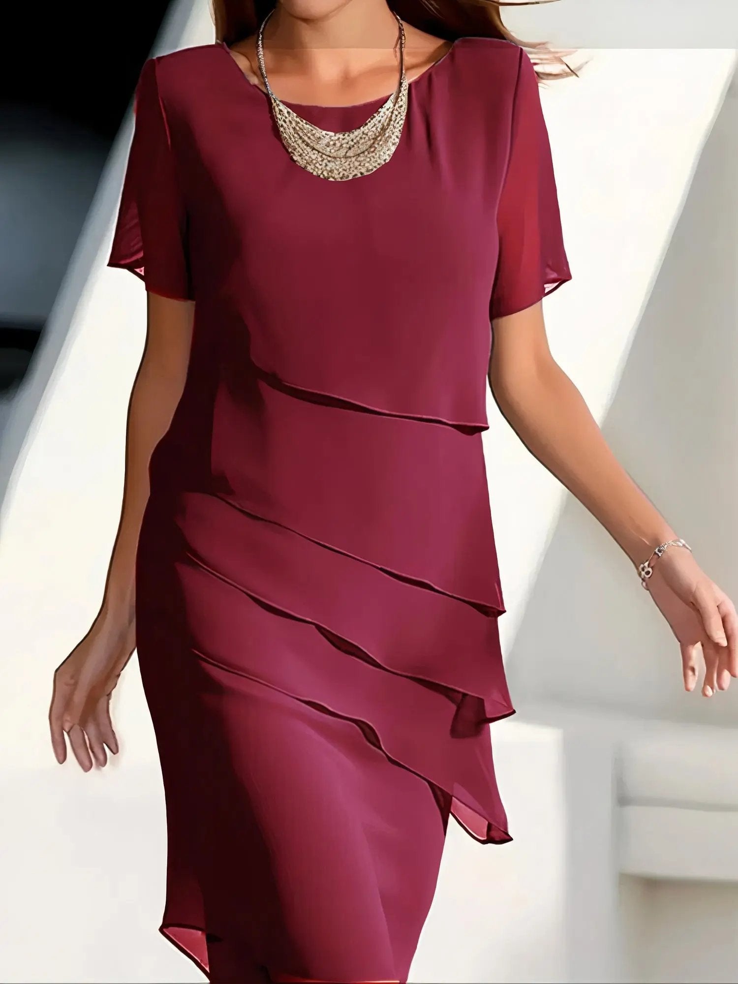 Lovely Layered Chiffon Dress for Women - Nocini