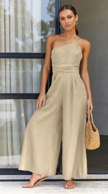 Chic One Shoulder Jumpsuit with Wide Legs