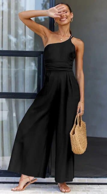 Chic One Shoulder Jumpsuit with Wide Legs