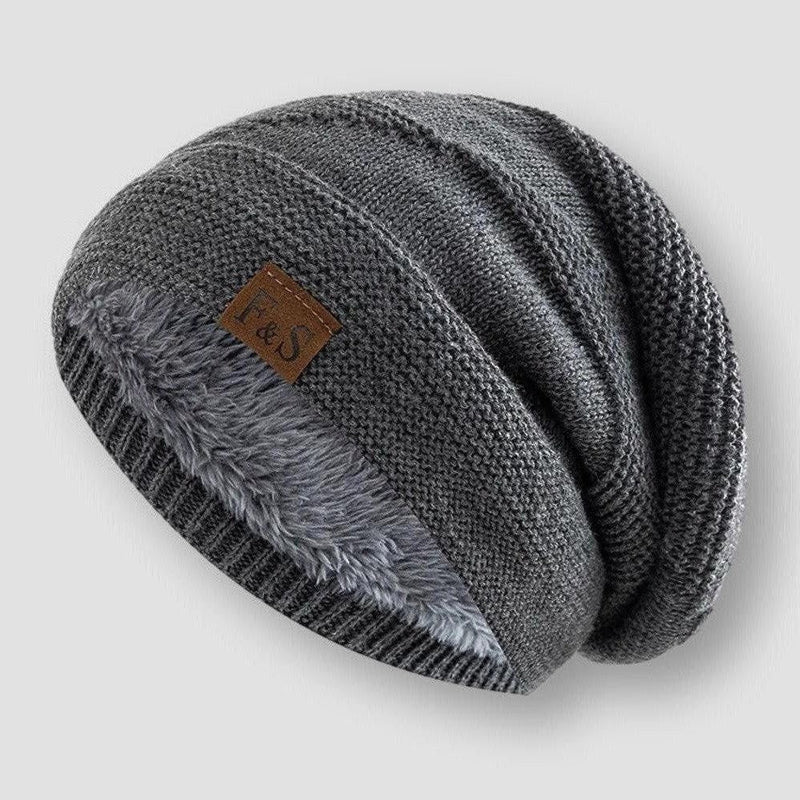 Soft Fleece Slouch Beanie with Ribbed Brim - Nocini