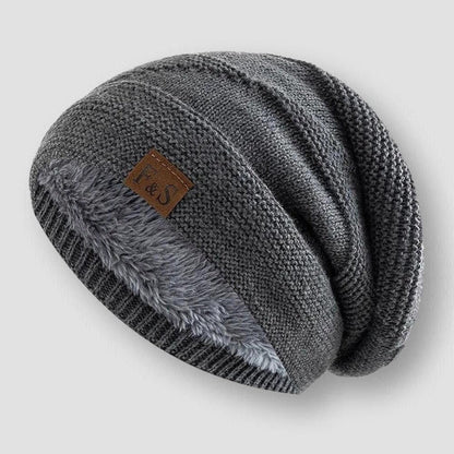 Soft Fleece Slouch Beanie with Ribbed Brim - Nocini