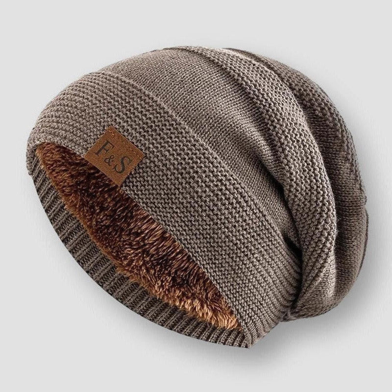 Soft Fleece Slouch Beanie with Ribbed Brim