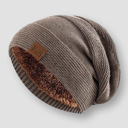 Soft Fleece Slouch Beanie with Ribbed Brim