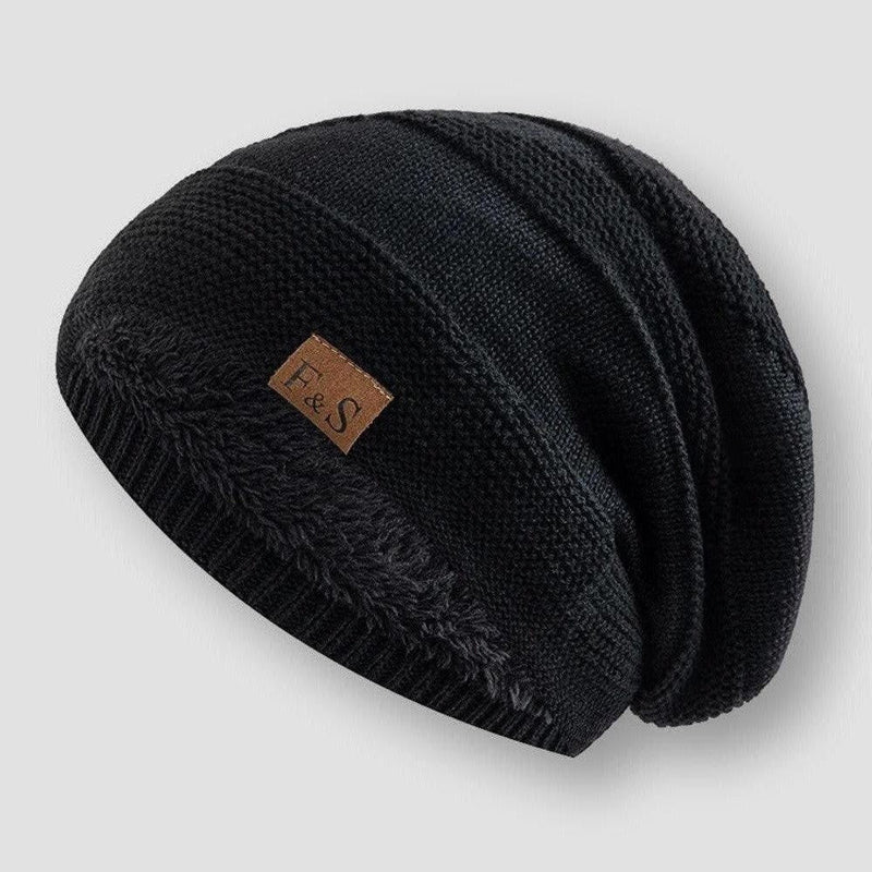 Soft Fleece Slouch Beanie with Ribbed Brim