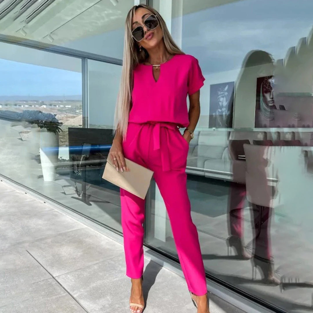 Ladies Loose Fit Short Sleeve Jumpsuit