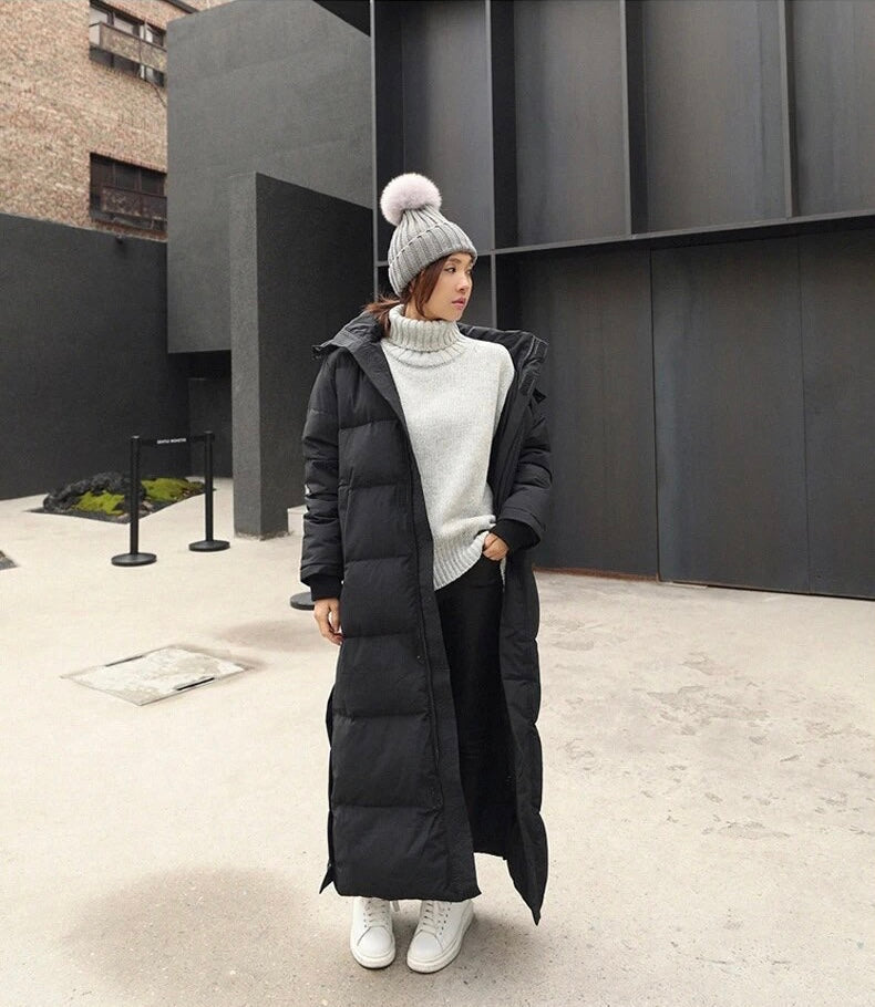 Warm Waterproof Women's Parka Coat with Hood and Pockets