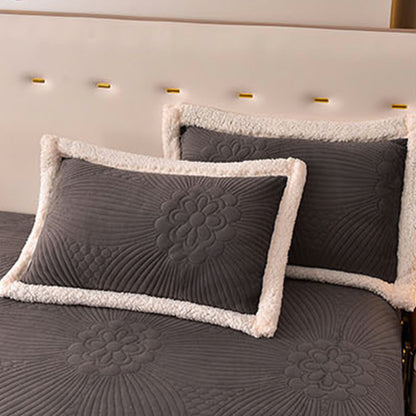 Quilted Bed Skirt Set With Plush Fleece Trim