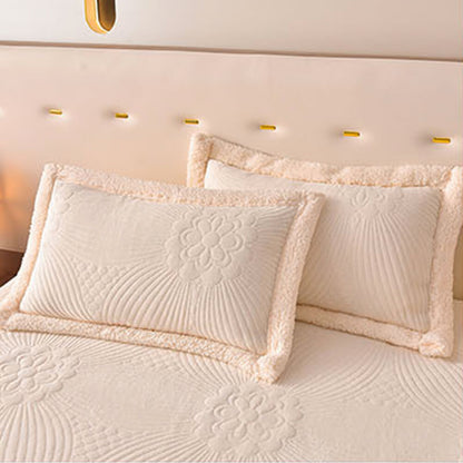 Quilted Bed Skirt Set With Plush Fleece Trim